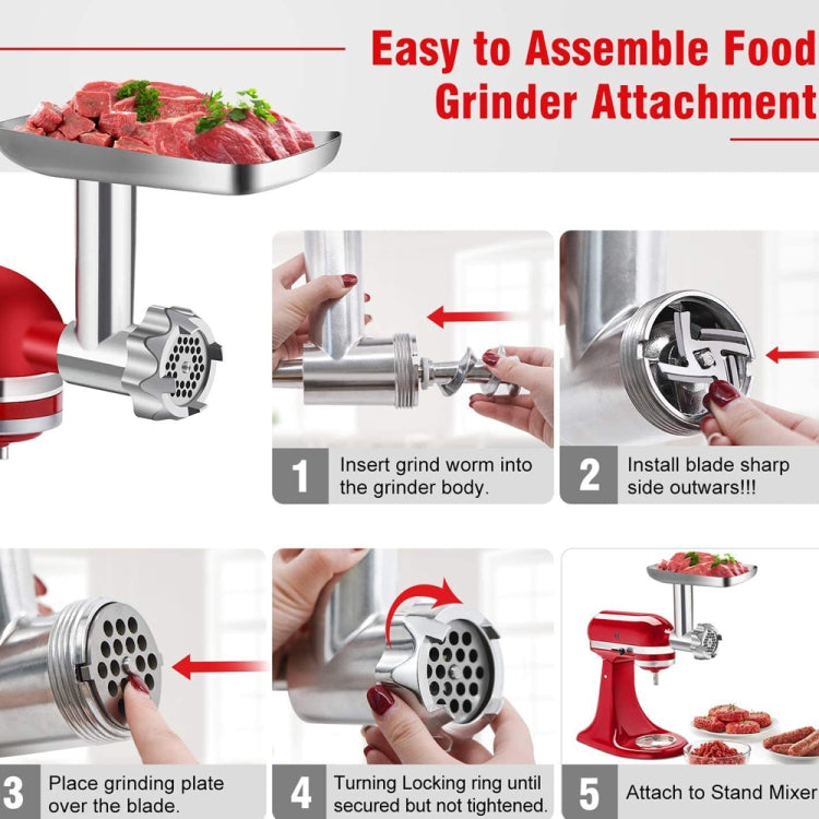 KA-09 For Kitchenaid Minced Meat Head Minced Meat And Noodle Machine Accessories, Grinder Meat Set