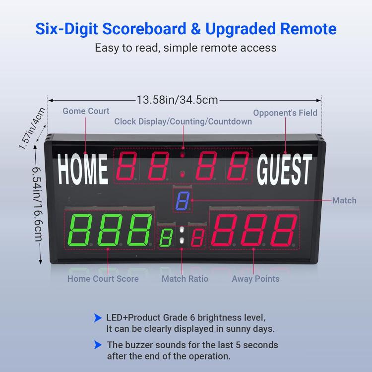 KYX--0030 13-digit LED Electronic Scoreboard Remote Control Multi-function Competition Timer, KYX--0030