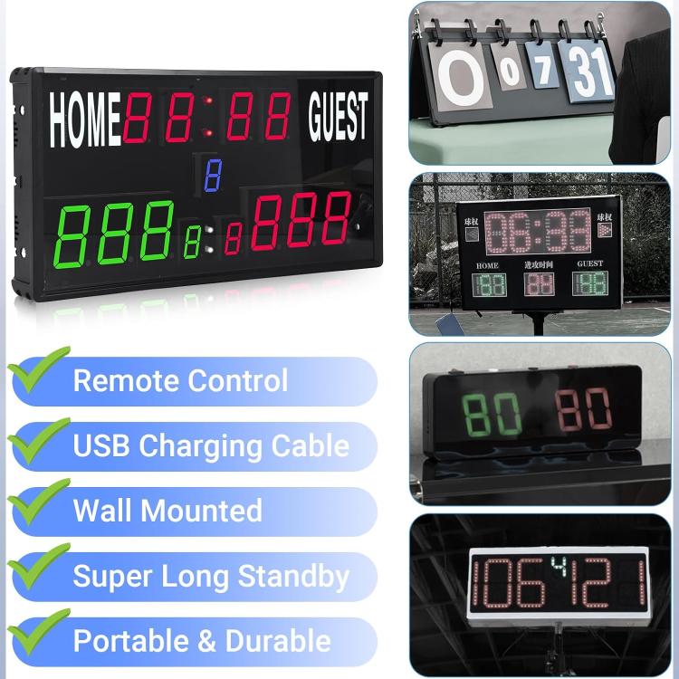 KYX--0030 13-digit LED Electronic Scoreboard Remote Control Multi-function Competition Timer, KYX--0030