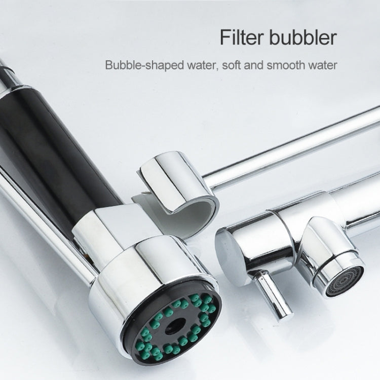 KE6024 Multifunctional Spring Drawing Cold Hot Mixing Water Nozzle Water Filter Adapter Water Purifier Saving Tap, Silver Black