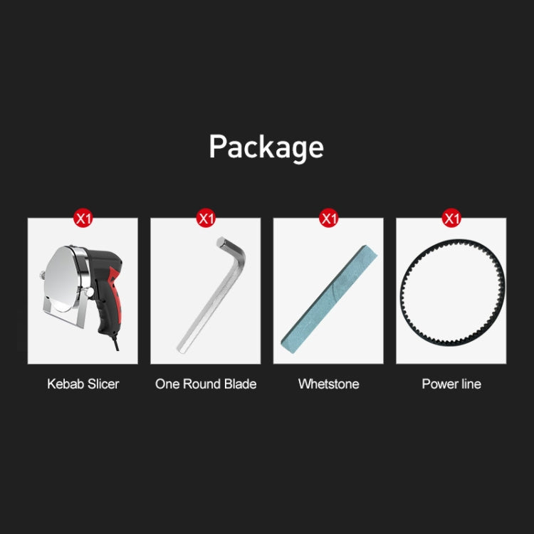 Portable Meat Slicer Electric Meat Cutter Turkish Barbecue Slicer, EU Plug, Black Red