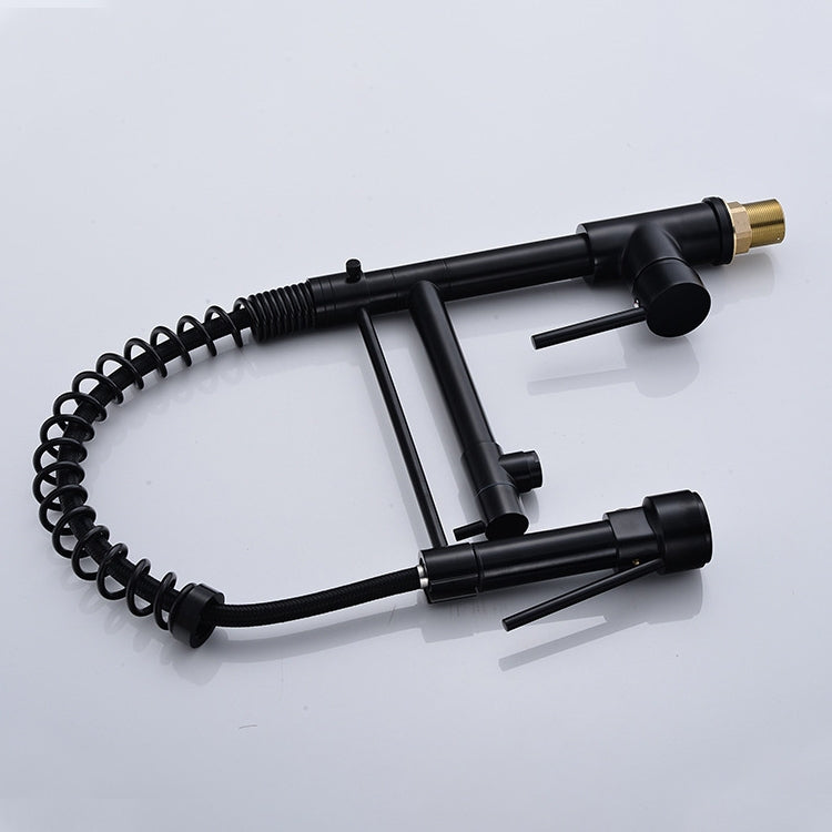 Multifunctional Cold Hot Water Tank Kitchen Spring Double Nozzle 360 Degree Rotary Tap, Black