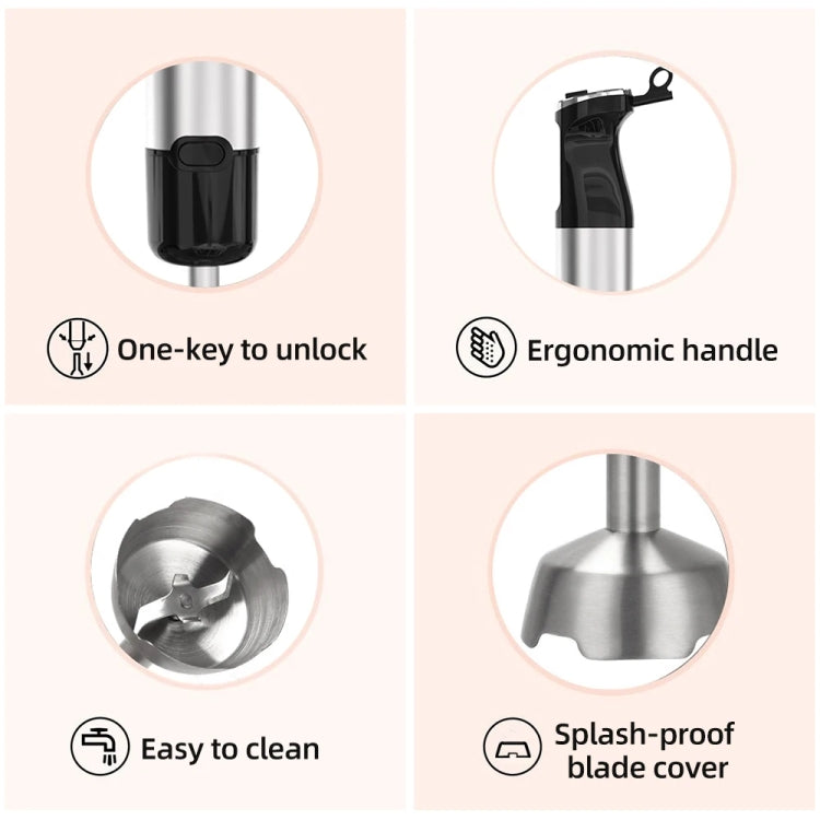 6-in-1 600W Multifunctional  Electric Blender Stainless Steel Food Cooking Stick, US Plug, EU Plug, UK Plug