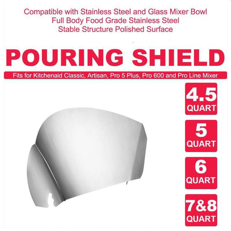 For KitchenAid Stand Mixer Stainless Steel Pouring Shield Food Chute Cover Attachment