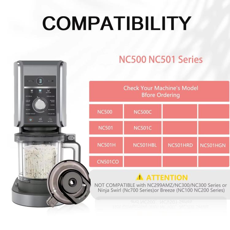 Replacement Outer Bowl Lid For Ninja NC500 Series Ice Cream Maker NC501/NC501H/NC501HBL